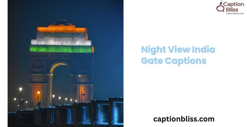 Night View India Gate Captions